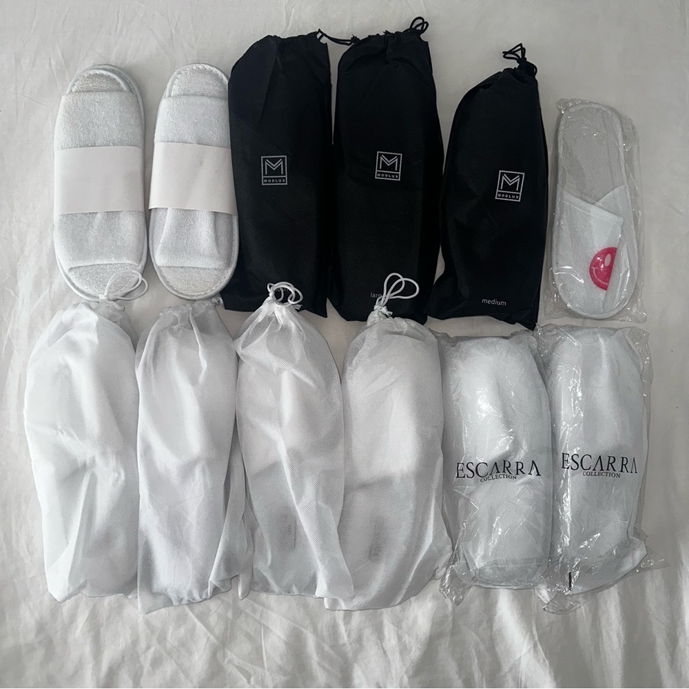 ♥️ Lot of 12 Pairs of Unisex Slippers: Ritz-Carlton’s Frette, Escarra, ModLux +